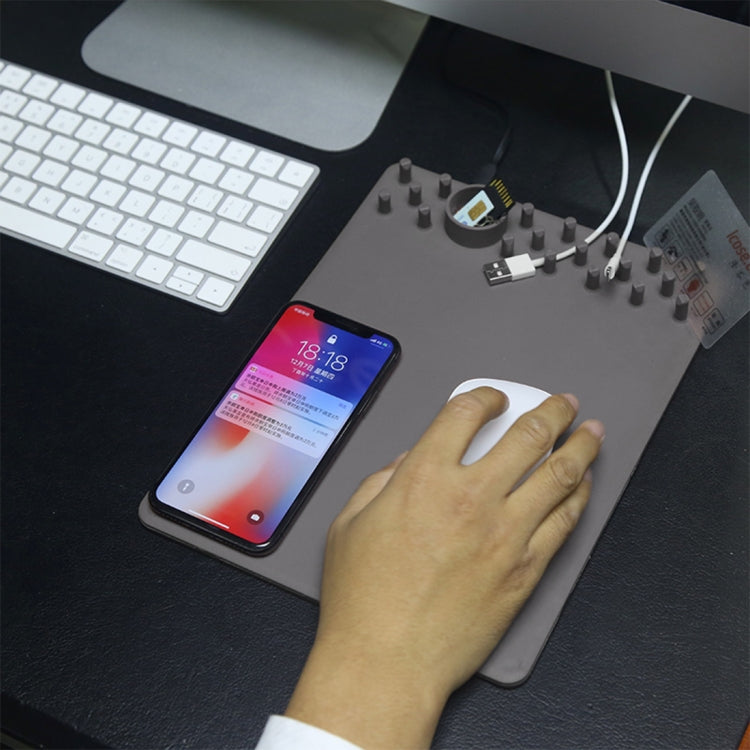 Multi-function Charging Mouse Pad Qi Wireless Charger with USB Cable, Support Qi Standard Phones, For iPhone X & 8 & 8 Plus, Galaxy S8 & S8 +, Huawei, Xiaomi, LG, Nokia, Google and Other Smart Phones