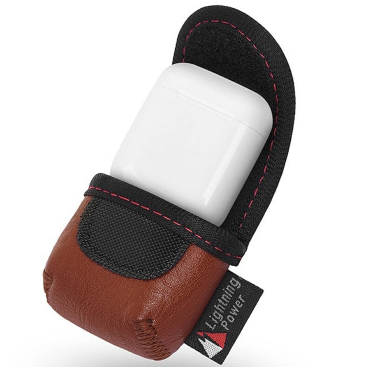 Creative Wireless Bluetooth Earphone PU Leather Protective Bag Anti-lost Storage Bag for Apple AirPods 1/2 (Earphone is not Included), Size: 6.6*6.6*2.5cm