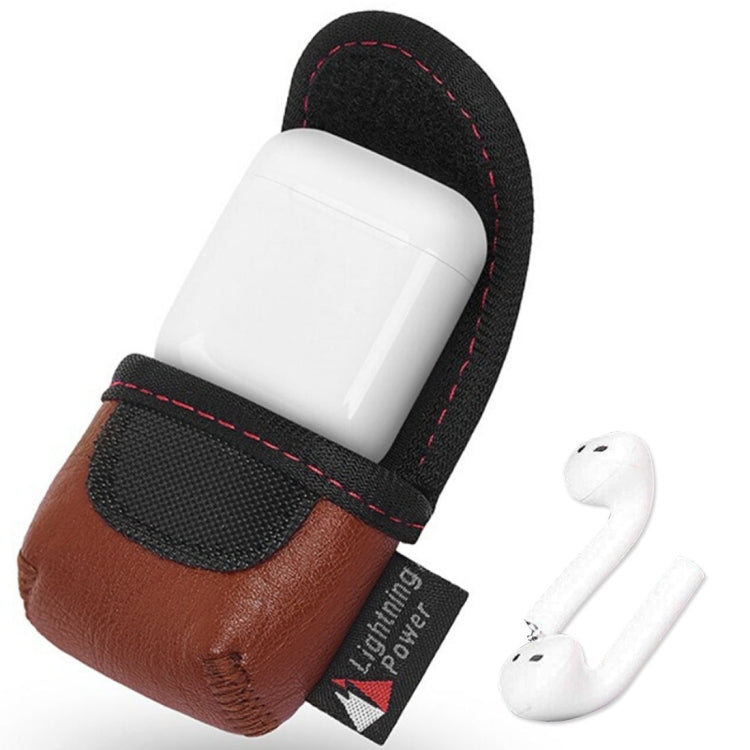 Creative Wireless Bluetooth Earphone PU Leather Protective Bag Anti-lost Storage Bag for Apple AirPods 1/2 (Earphone is not Included), Size: 6.6*6.6*2.5cm