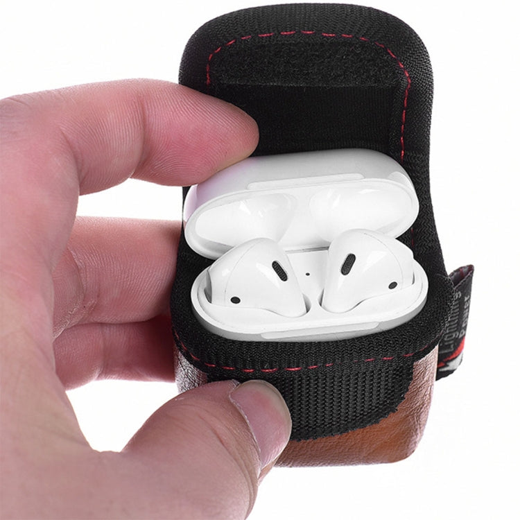 Creative Wireless Bluetooth Earphone PU Leather Protective Bag Anti-lost Storage Bag for Apple AirPods 1/2 (Earphone is not Included), Size: 6.6*6.6*2.5cm