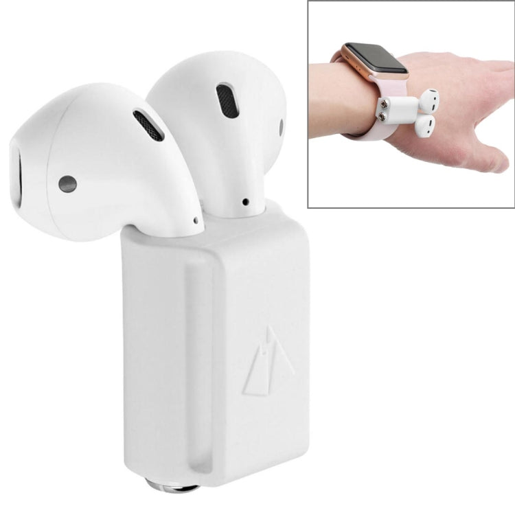 Portable Watches Wireless Bluetooth Earphone Silicone Protective Box Anti-lost Dropproof Storage Bag for Apple AirPods 1/2 (Earphone is not Included)(White)