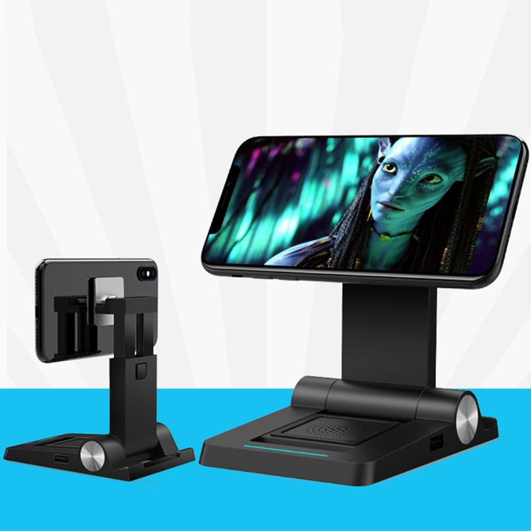 4 in 1 Bluetooth Speaker + 2600mah Power Bank + Colors Light Folding Phone Holder Desktop Stand, For iPhone, iPad, Samsung, other Smartphones and Tablets