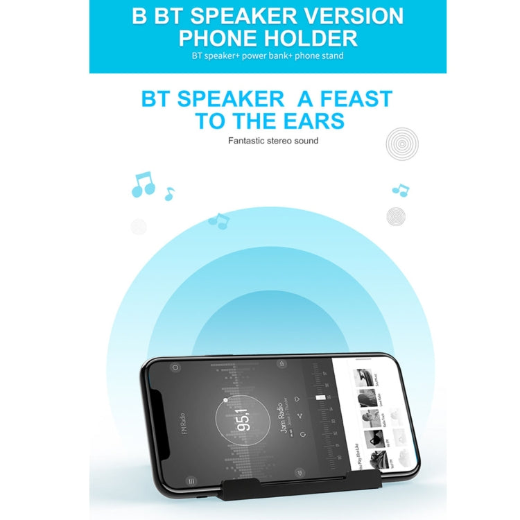 4 in 1 Bluetooth Speaker + 2600mah Power Bank + Colors Light Folding Phone Holder Desktop Stand, For iPhone, iPad, Samsung, other Smartphones and Tablets