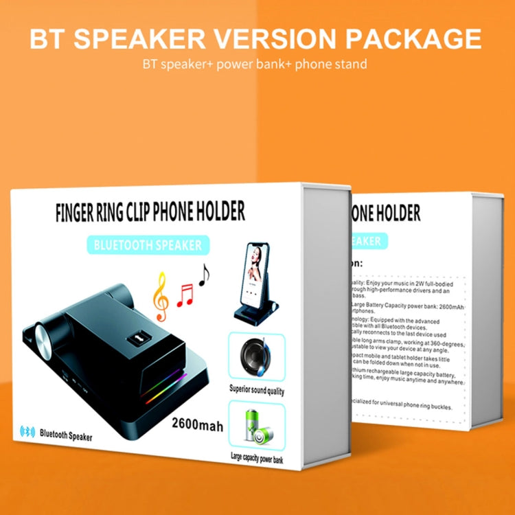 4 in 1 Bluetooth Speaker + 2600mah Power Bank + Colors Light Folding Phone Holder Desktop Stand, For iPhone, iPad, Samsung, other Smartphones and Tablets