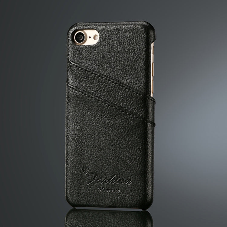 Fierre Shann Litchi Texture Genuine Leather Case for iPhone 8 & 7, with Card Slots