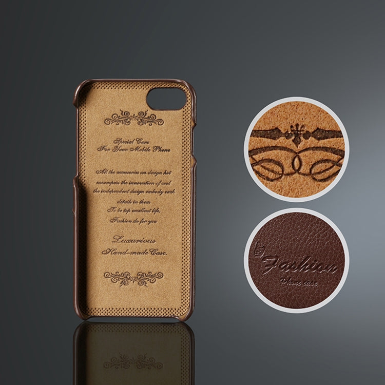 Fierre Shann Litchi Texture Genuine Leather Case for iPhone 8 & 7, with Card Slots