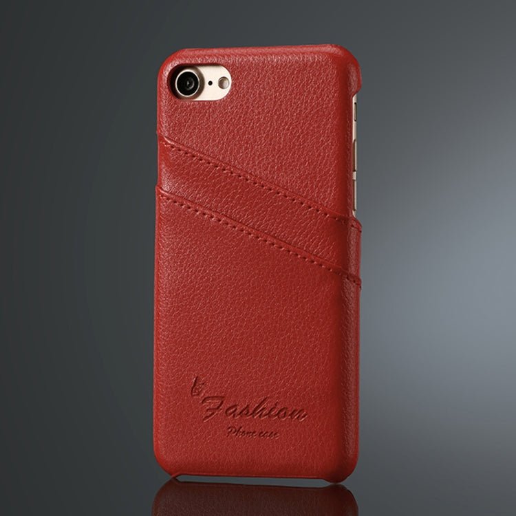 Fierre Shann Litchi Texture Genuine Leather Case for iPhone 8 & 7, with Card Slots