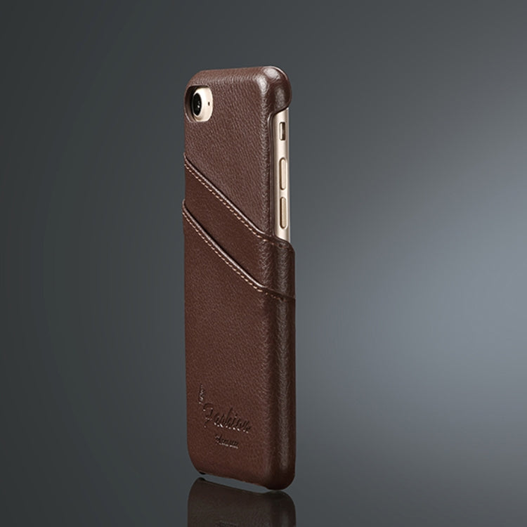 Fierre Shann Litchi Texture Genuine Leather Case for iPhone 8 & 7, with Card Slots