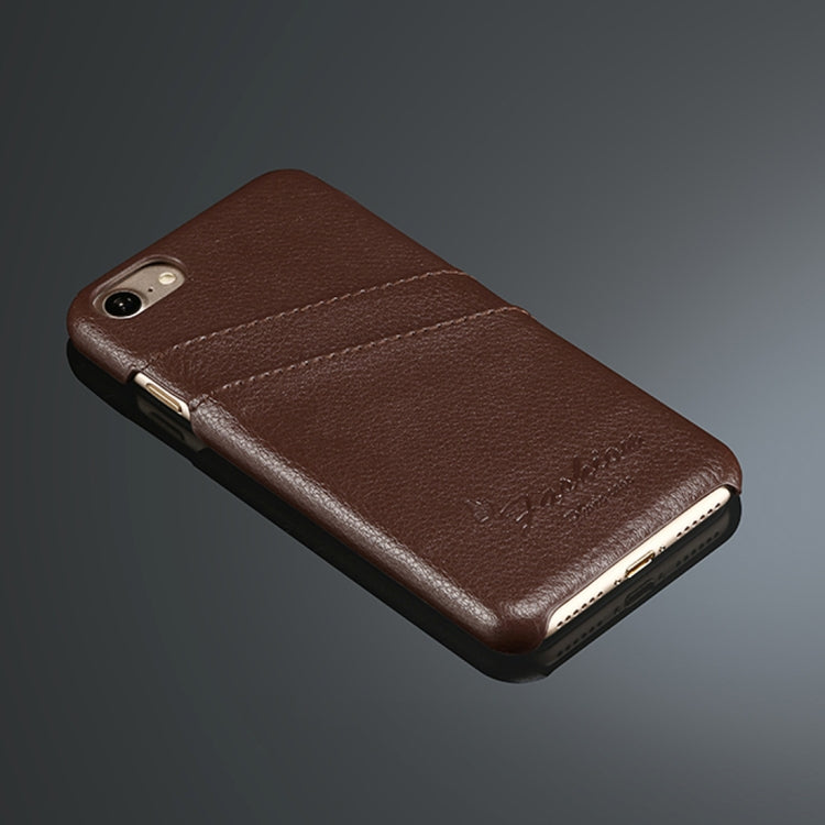 Fierre Shann Litchi Texture Genuine Leather Case for iPhone 8 & 7, with Card Slots