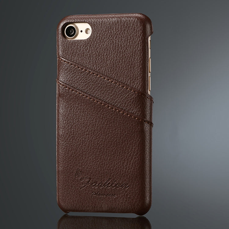 Fierre Shann Litchi Texture Genuine Leather Case for iPhone 8 & 7, with Card Slots