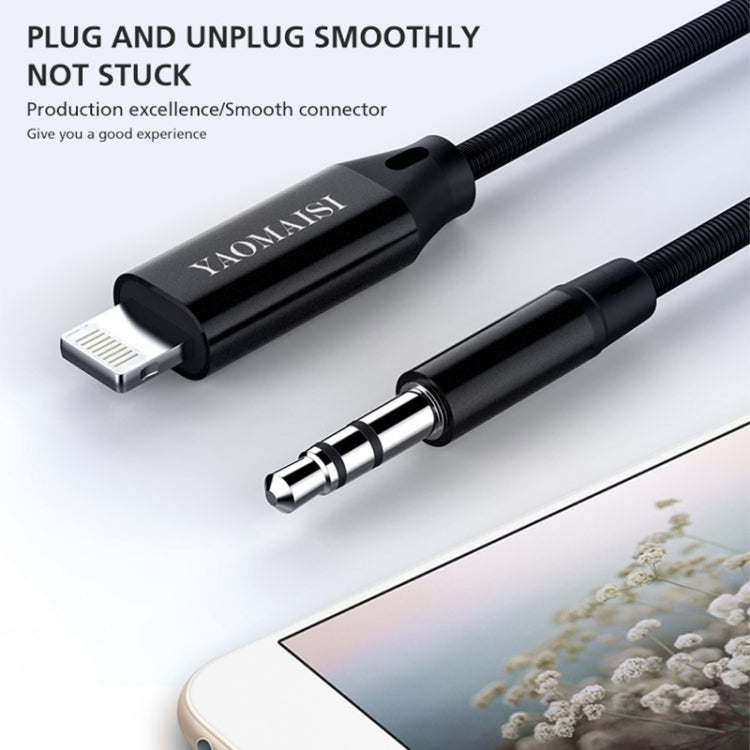 YAOMAISI Q18 1m 8 Pin Male to 3.5mm Male Audio Cable, For iPhone XR / XS / XS Max / X, iPhone 8 Plus / 7 Plus, iPhone 8 / 7