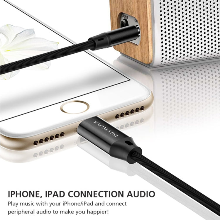 YAOMAISI Q18 1m 8 Pin Male to 3.5mm Male Audio Cable, For iPhone XR / XS / XS Max / X, iPhone 8 Plus / 7 Plus, iPhone 8 / 7
