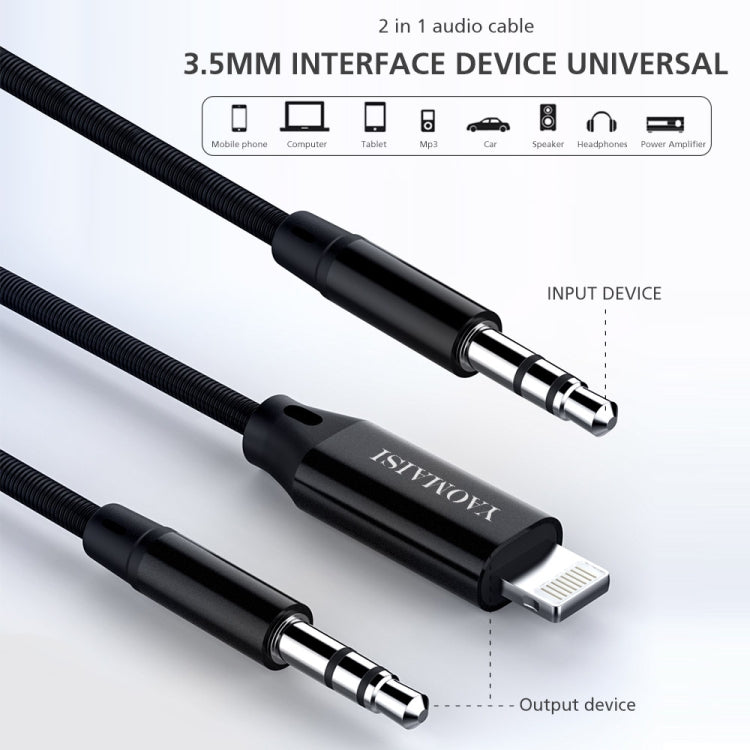 YAOMAISI Q18 1m 8 Pin Male to 3.5mm Male Audio Cable, For iPhone XR / XS / XS Max / X, iPhone 8 Plus / 7 Plus, iPhone 8 / 7