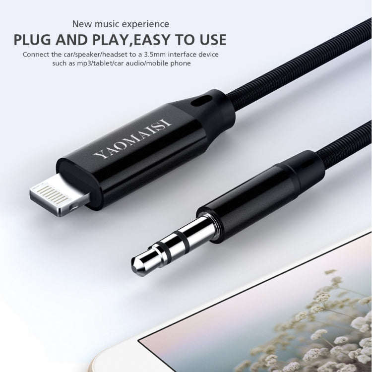 YAOMAISI Q18 1m 8 Pin Male to 3.5mm Male Audio Cable, For iPhone XR / XS / XS Max / X, iPhone 8 Plus / 7 Plus, iPhone 8 / 7