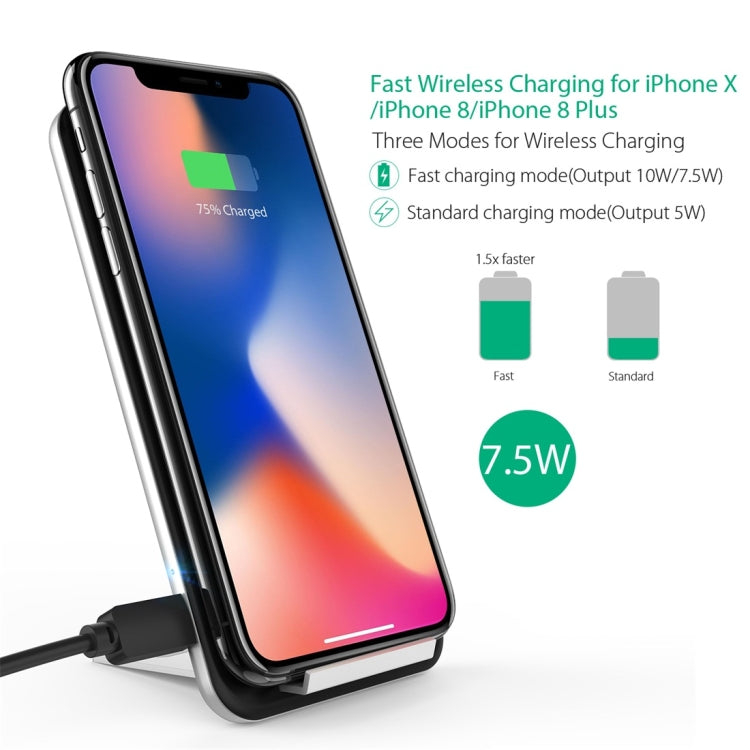 Inchor-C2 9V 1A / 5V 1A Output Dual Coil Design Qi Standard Wireless Charger, Support Fast Charging, For iPhone X & 8 & 8 Plus, Galaxy, Huawei, Xiaomi, LG, Nokia, Google and other Smart Phones