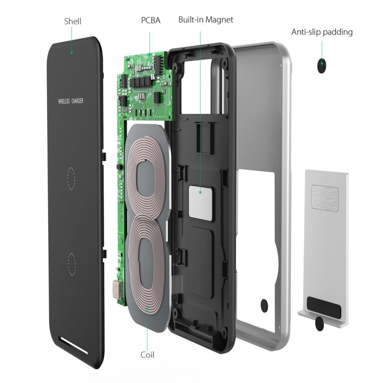Inchor-C2 9V 1A / 5V 1A Output Dual Coil Design Qi Standard Wireless Charger, Support Fast Charging, For iPhone X & 8 & 8 Plus, Galaxy, Huawei, Xiaomi, LG, Nokia, Google and other Smart Phones