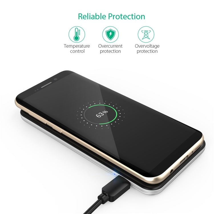 Inchor-C2 9V 1A / 5V 1A Output Dual Coil Design Qi Standard Wireless Charger, Support Fast Charging, For iPhone X & 8 & 8 Plus, Galaxy, Huawei, Xiaomi, LG, Nokia, Google and other Smart Phones