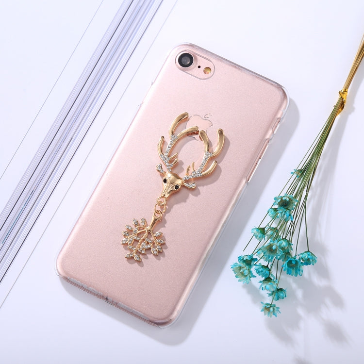 For iPhone SE 2020 & 8 & 7 Fashion 3D Diamond Elk Pattern Transparent Protective Back Cover Case
