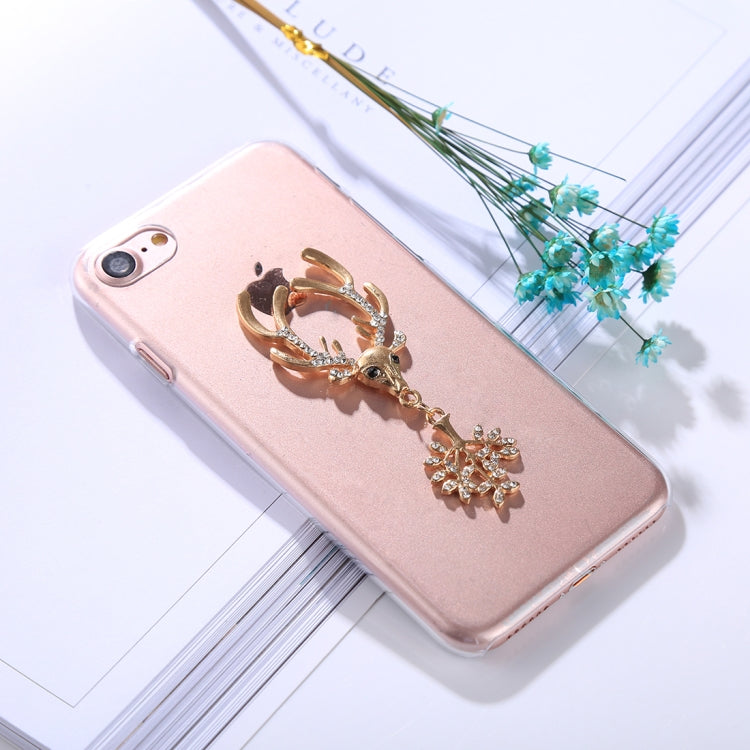For iPhone SE 2020 & 8 & 7 Fashion 3D Diamond Elk Pattern Transparent Protective Back Cover Case