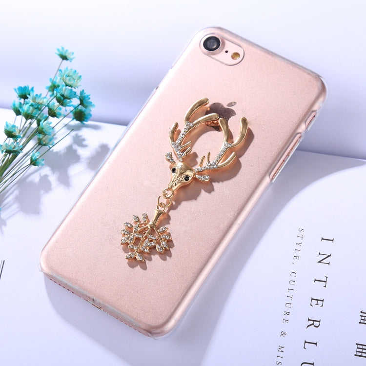 For iPhone SE 2020 & 8 & 7 Fashion 3D Diamond Elk Pattern Transparent Protective Back Cover Case