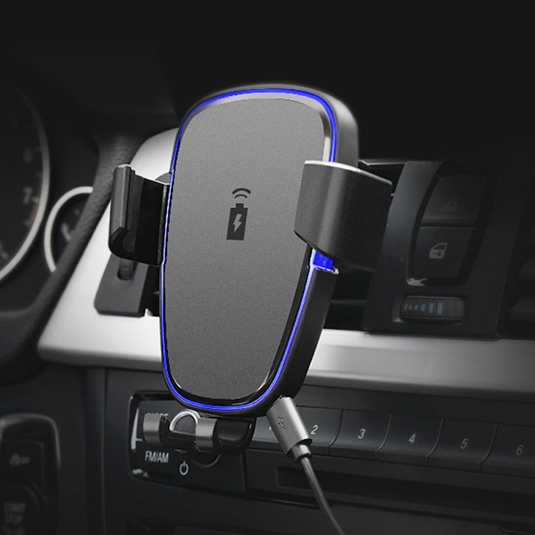 HAMTOD HFC200 10W Output Qi Standard Car Air Outlet Vent Wireless Charging Mount Holder with LED Indicator, For iPhone, Galaxy, Huawei, Xiaomi, LG, HTC and other QI Standard Smart Phones(Black)