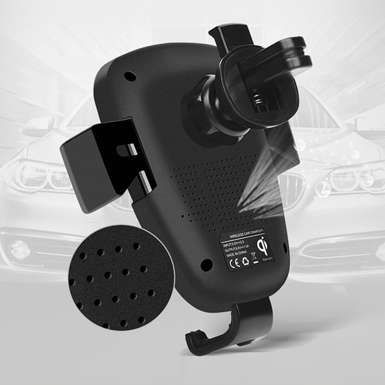 HAMTOD HFC200 10W Output Qi Standard Car Air Outlet Vent Wireless Charging Mount Holder with LED Indicator, For iPhone, Galaxy, Huawei, Xiaomi, LG, HTC and other QI Standard Smart Phones(Black)