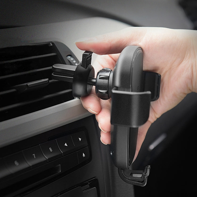 HAMTOD HFC200 10W Output Qi Standard Car Air Outlet Vent Wireless Charging Mount Holder with LED Indicator, For iPhone, Galaxy, Huawei, Xiaomi, LG, HTC and other QI Standard Smart Phones(Black)