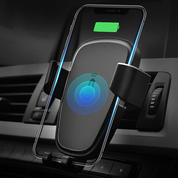 HAMTOD HFC200 10W Output Qi Standard Car Air Outlet Vent Wireless Charging Mount Holder with LED Indicator, For iPhone, Galaxy, Huawei, Xiaomi, LG, HTC and other QI Standard Smart Phones(Black)