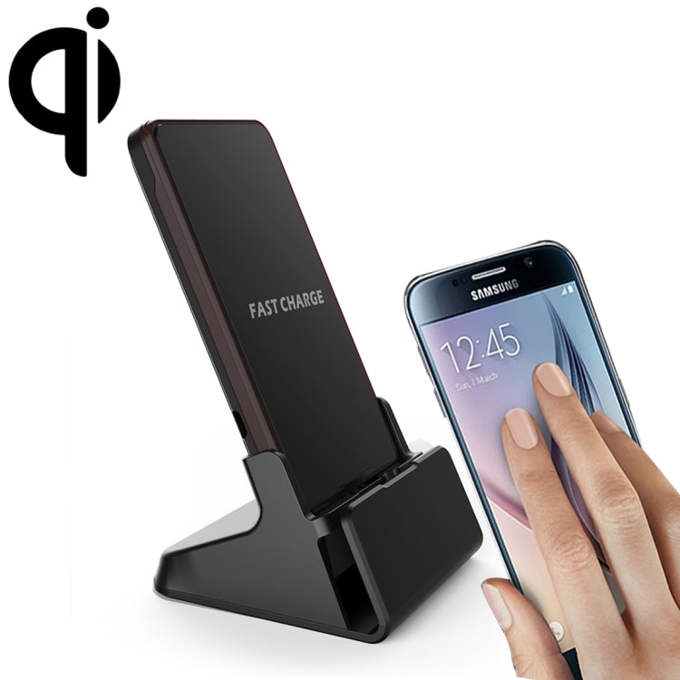 HAMTOD HLP3NF 10W (Max) Output Vertical and Horizontal Dual-use Qi Standard Fast Charging Wireless Charger, For iPhone, Galaxy, Huawei, Xiaomi, LG, HTC and Other QI Standard Smart Phones (Black)