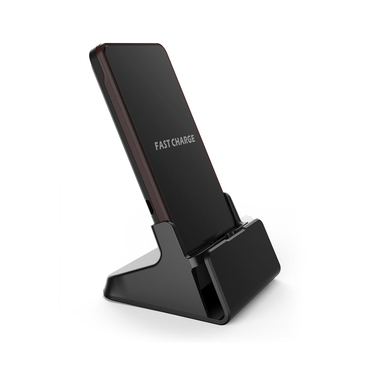 HAMTOD HLP3NF 10W (Max) Output Vertical and Horizontal Dual-use Qi Standard Fast Charging Wireless Charger, For iPhone, Galaxy, Huawei, Xiaomi, LG, HTC and Other QI Standard Smart Phones (Black)