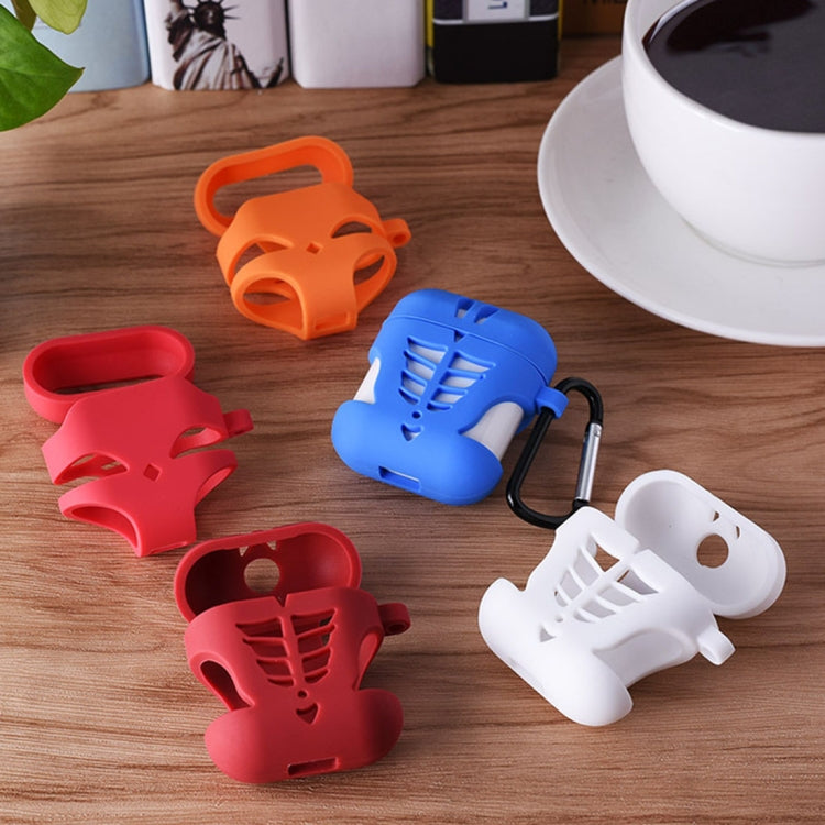 Creative Wireless Bluetooth Earphone Silicone Charging Box Protective Bag Anti-lost Storage Bag with Hook for Apple AirPods 1/2