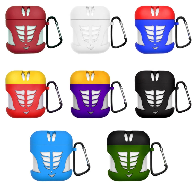 Creative Wireless Bluetooth Earphone Silicone Charging Box Protective Bag Anti-lost Storage Bag with Hook for Apple AirPods 1/2