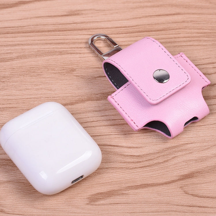 Creative Wireless Bluetooth Earphone PU Leather Protective Bag Anti-lost Storage Bag with Hook for Apple AirPods 1/2 (Earphone is not Included)