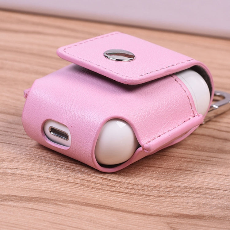 Creative Wireless Bluetooth Earphone PU Leather Protective Bag Anti-lost Storage Bag with Hook for Apple AirPods 1/2 (Earphone is not Included)