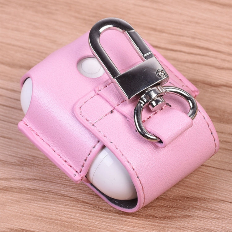 Creative Wireless Bluetooth Earphone PU Leather Protective Bag Anti-lost Storage Bag with Hook for Apple AirPods 1/2 (Earphone is not Included)