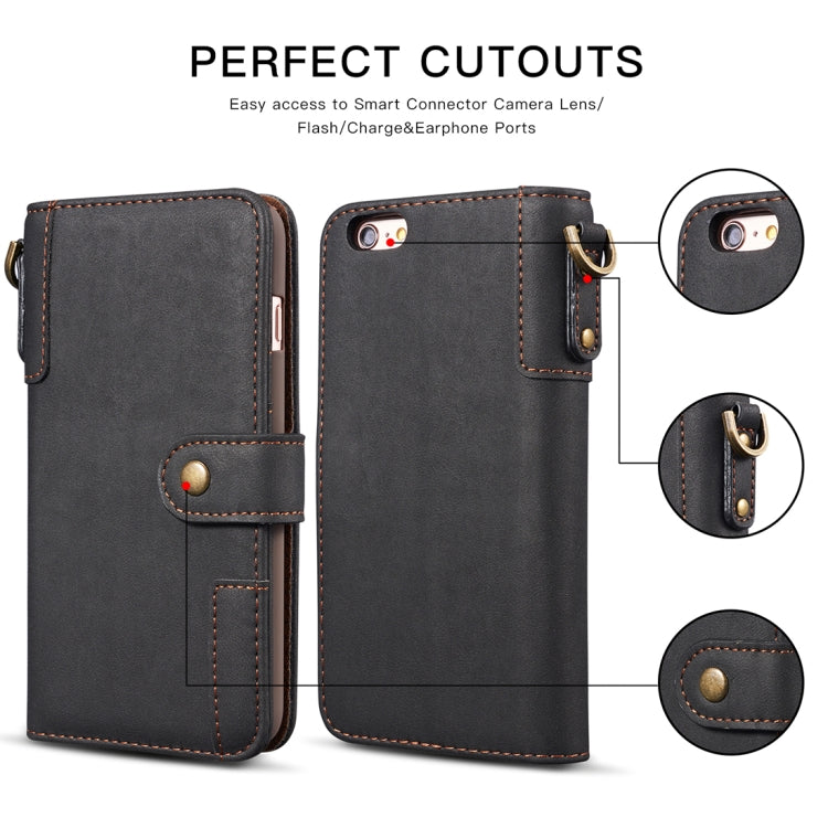 For iPhone SE 2020 & 8 & 7 Retro Cowhide Texture Horizontal Flip Case with Card Slots & Wallet & Holder & Lanyard