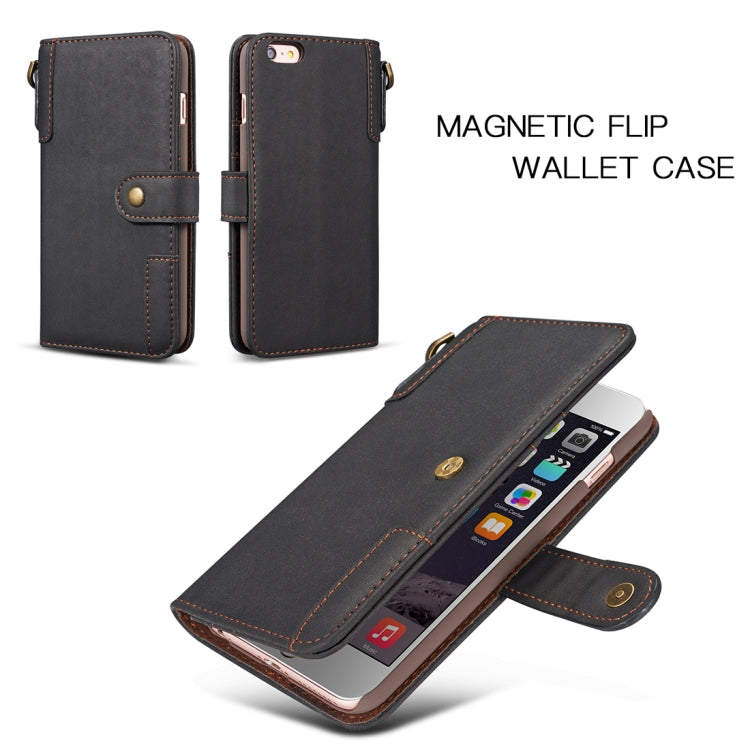 For iPhone SE 2020 & 8 & 7 Retro Cowhide Texture Horizontal Flip Case with Card Slots & Wallet & Holder & Lanyard