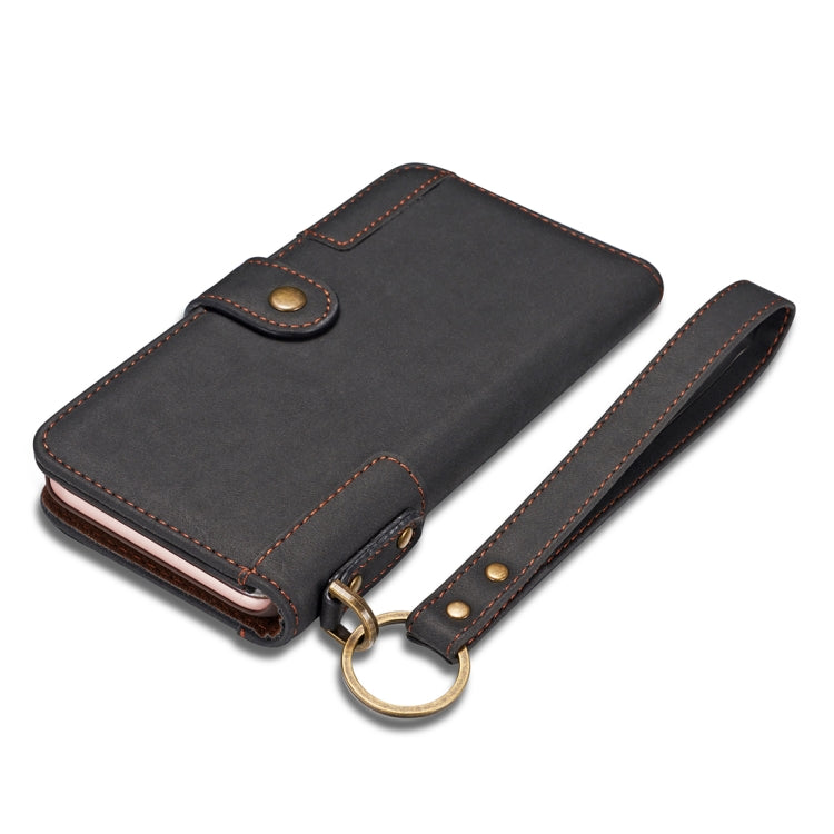 For iPhone SE 2020 & 8 & 7 Retro Cowhide Texture Horizontal Flip Case with Card Slots & Wallet & Holder & Lanyard