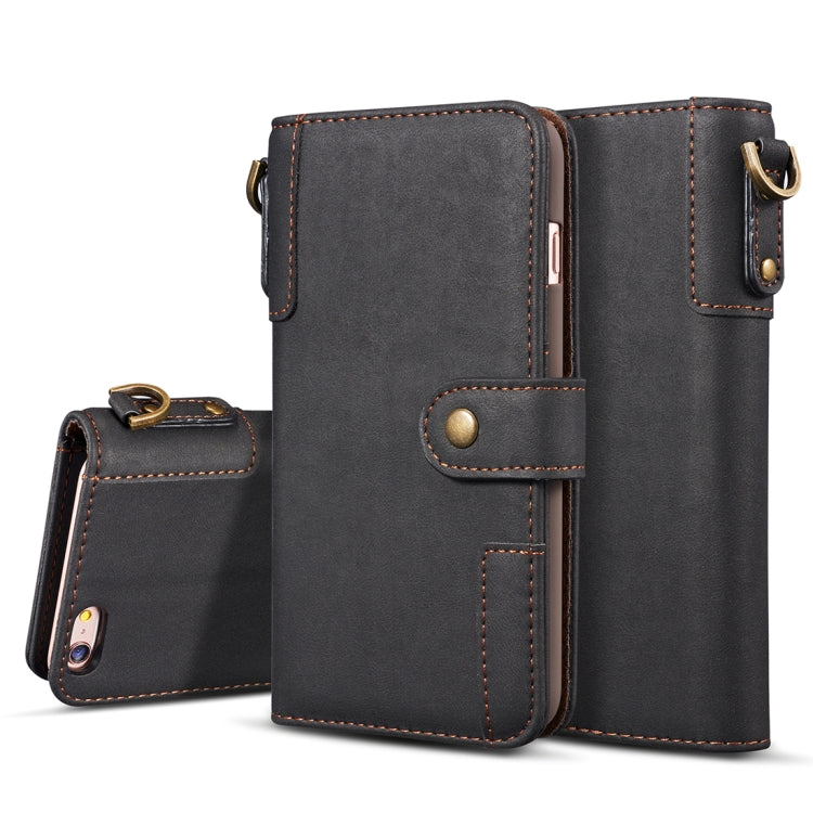 For iPhone SE 2020 & 8 & 7 Retro Cowhide Texture Horizontal Flip Case with Card Slots & Wallet & Holder & Lanyard