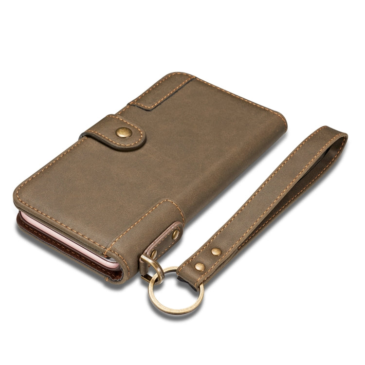 For iPhone SE 2020 & 8 & 7 Retro Cowhide Texture Horizontal Flip Case with Card Slots & Wallet & Holder & Lanyard