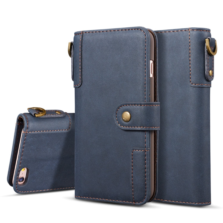 For iPhone SE 2020 & 8 & 7 Retro Cowhide Texture Horizontal Flip Case with Card Slots & Wallet & Holder & Lanyard