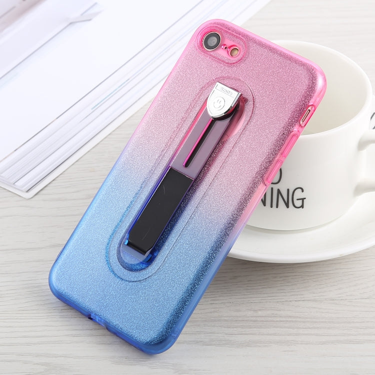 Glitter Powder Gradient Color TPU Case For iPhone SE 2020 & 8 & 7, with Holder
