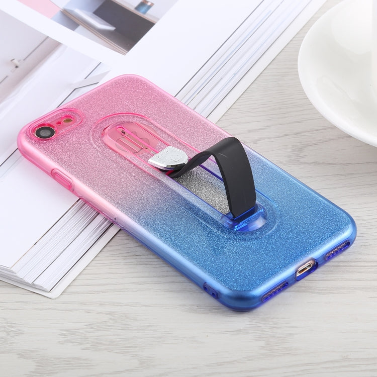Glitter Powder Gradient Color TPU Case For iPhone SE 2020 & 8 & 7, with Holder
