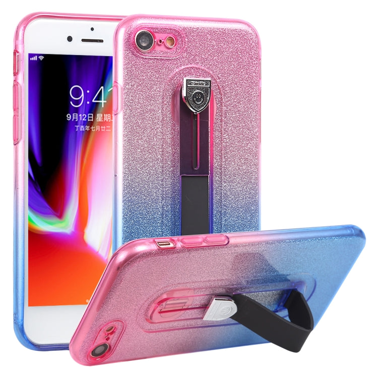 Glitter Powder Gradient Color TPU Case For iPhone SE 2020 & 8 & 7, with Holder