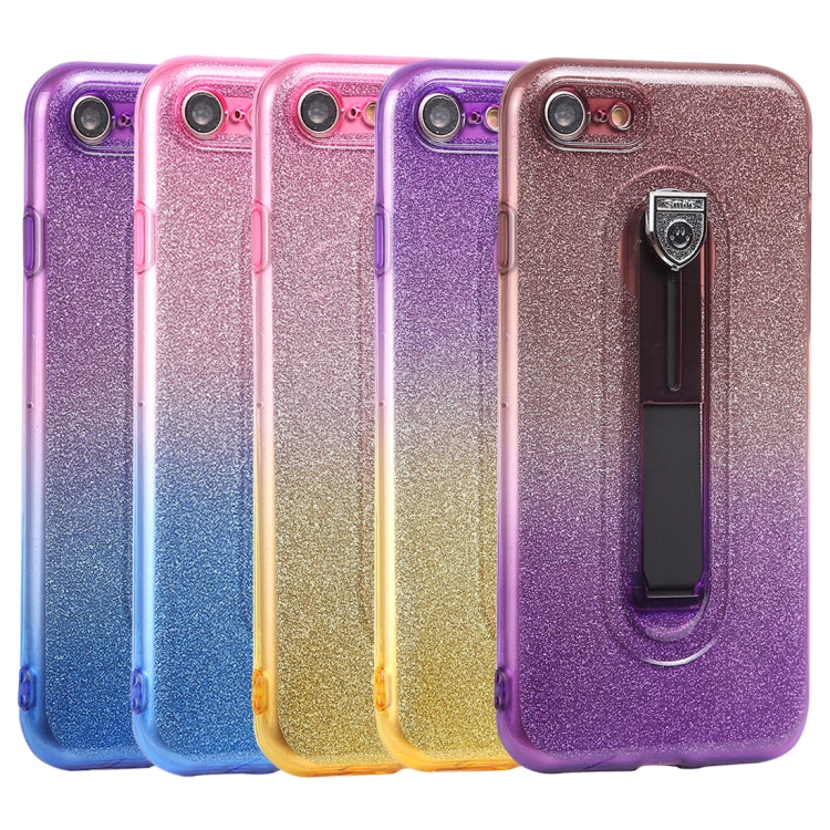 Glitter Powder Gradient Color TPU Case For iPhone SE 2020 & 8 & 7, with Holder