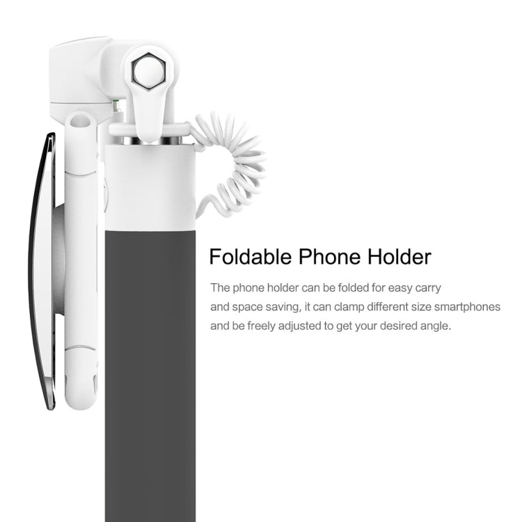 ROCK Mini Selfie Stick Monopod Extendable Handheld Holder with Wire Control & Mirror, For iPhone, Samsung, HTC, LG, Sony, Huawei, Lenovo, Xiaomi and other Smartphones