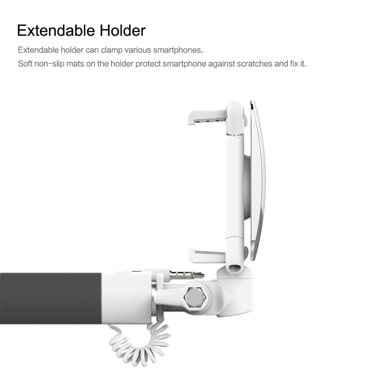 ROCK Mini Selfie Stick Monopod Extendable Handheld Holder with Wire Control & Mirror, For iPhone, Samsung, HTC, LG, Sony, Huawei, Lenovo, Xiaomi and other Smartphones