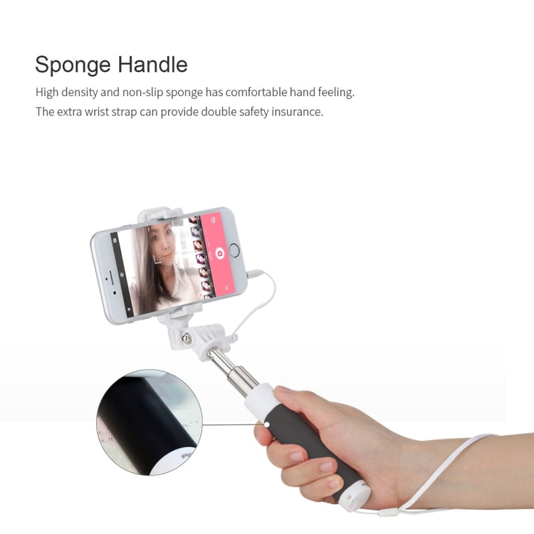 ROCK Mini Selfie Stick Monopod Extendable Handheld Holder with Wire Control & Mirror, For iPhone, Samsung, HTC, LG, Sony, Huawei, Lenovo, Xiaomi and other Smartphones