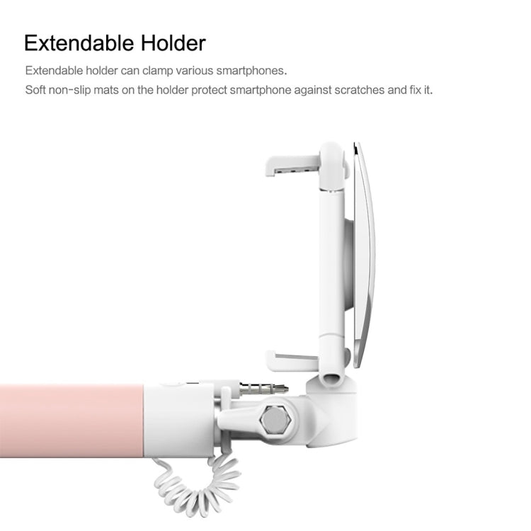 ROCK Mini Selfie Stick Monopod Extendable Handheld Holder with Wire Control & Mirror, For iPhone, Samsung, HTC, LG, Sony, Huawei, Lenovo, Xiaomi and other Smartphones