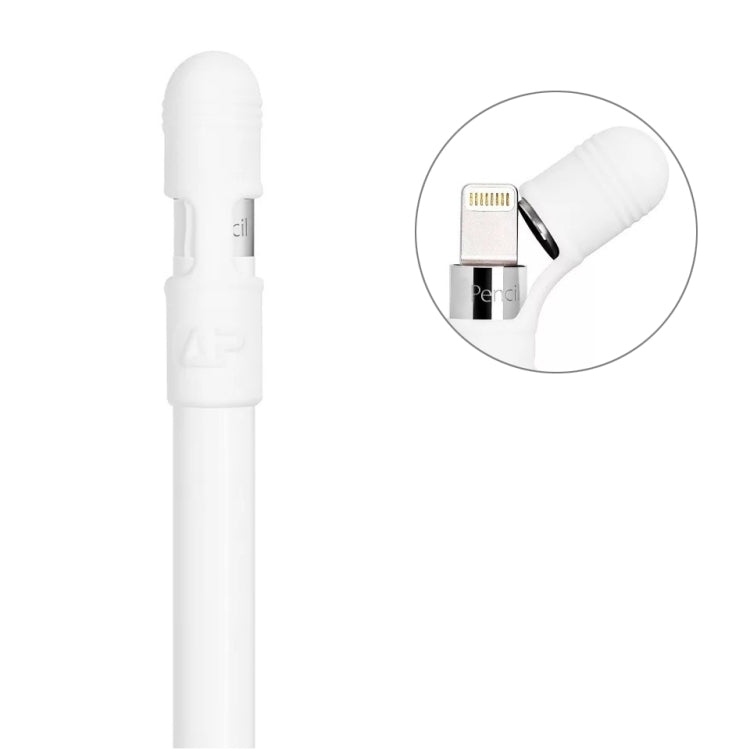 Anti-lost Cap iPad Tablet Stylus Silicone Anti-drop Dust Protection Cover for Apple Pencil(White)